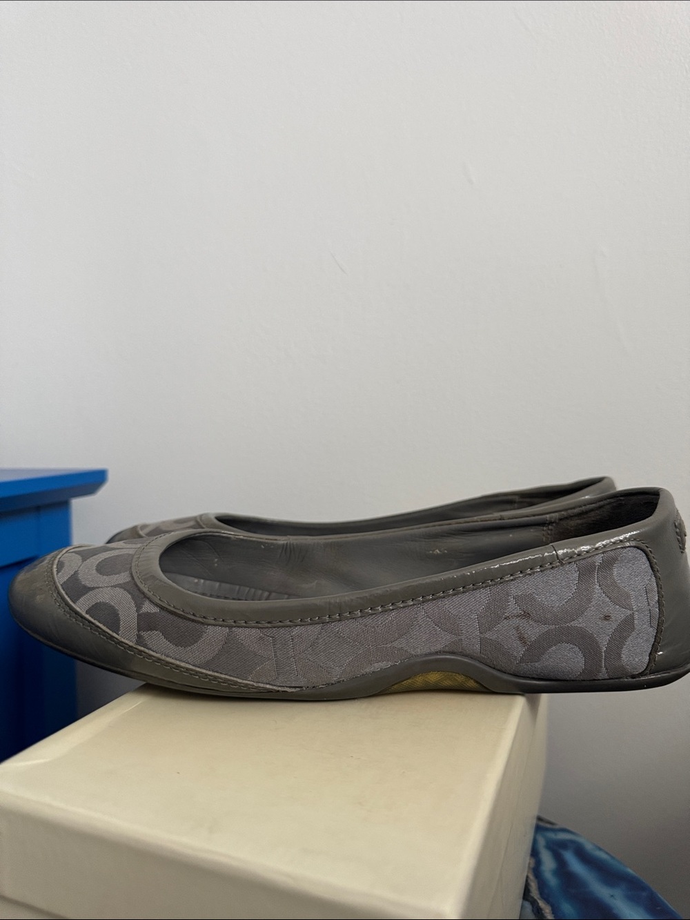 Coach Gray Signature Pattern Ballet Flats
